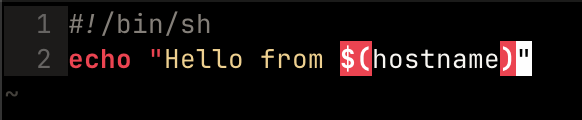 Neovim syntax highlighting showing command substitution as an error