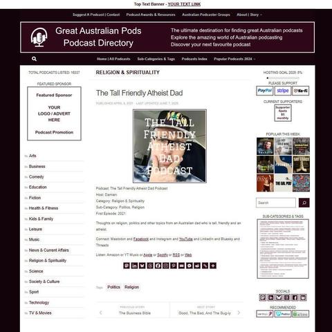 Footy Time
Screenshot of the podcast listing on the Great Australian Pods website