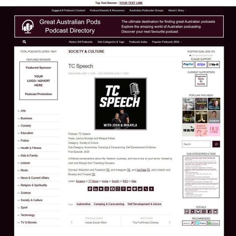 TC Speech
Screenshot of the podcast listing on the Great Australian Pods website