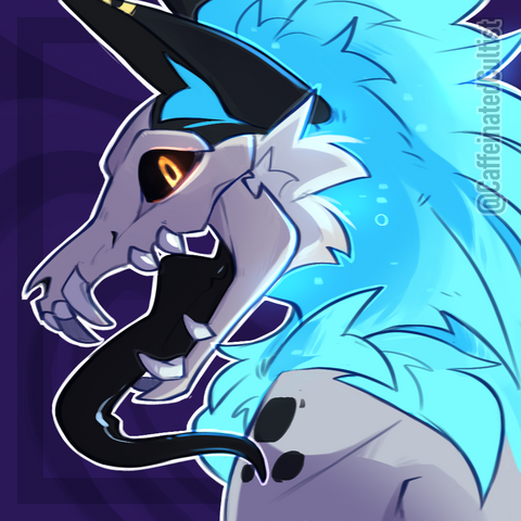 digital art of a furry character with its mount open, and long tongue hanging out.

Artwork by, CaffeinatedCultist