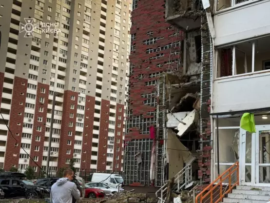 The aftermath of a mass Russian missile and drone attack in Kyiv, Ukraine, striking apartments, civilians in residential areas overnight on June 10, 2025