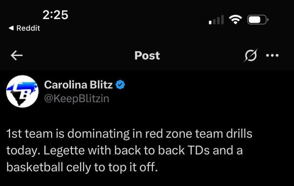 [Carolina Blitz] 1st team dominating today in red zone