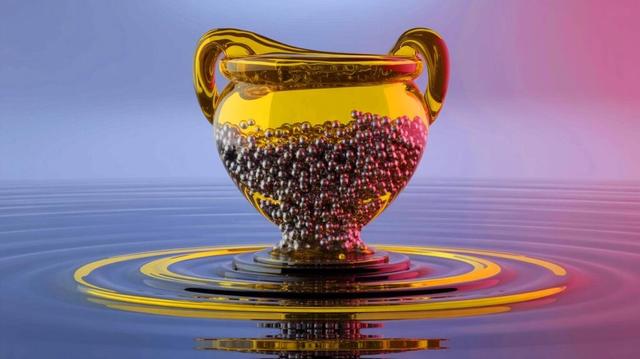 Illustration of a shape-recovering liquid forming a Grecian urn shape. Image generated by AI.
