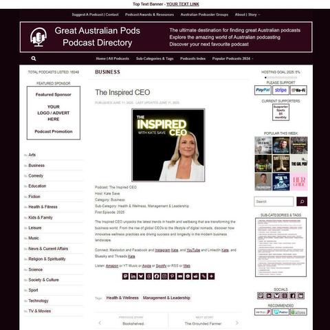 The Inspired CEO
Screenshot of the podcast listing on the Great Australian Pods website
