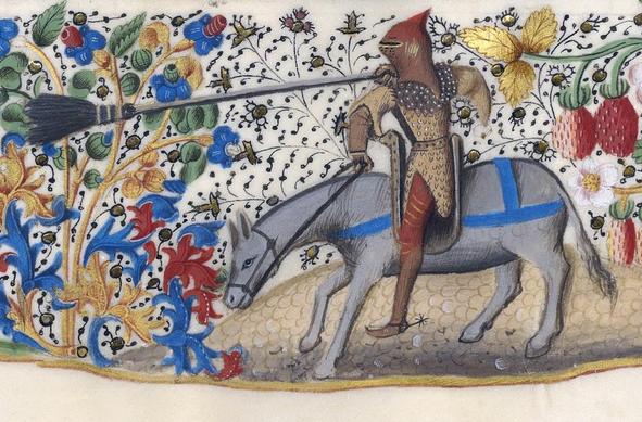 Broom knight. Jean Mansel, ‘La Fleur des histoires ou les hystores rommaines abregies…’, France 1454. Paris, Bibliothèque de l'Arsenal, Ms 5088 réserve, fol. 334v.
#medieval #MedievalArt