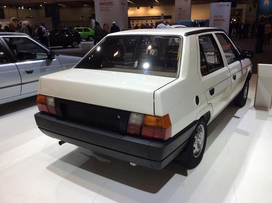 White Skoda Favorit saloon/sedan prototype, rear quarter view