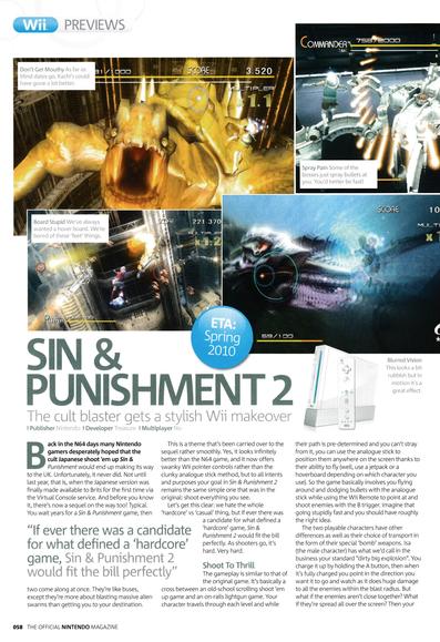 Preview for Sin & Punishment 2 on Wii.
Taken from Official Nintendo Magazine 46 - September 2009 (UK)