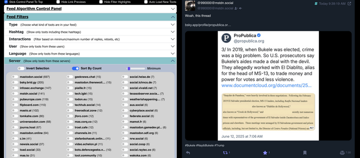 screenshot of fedialgo demo