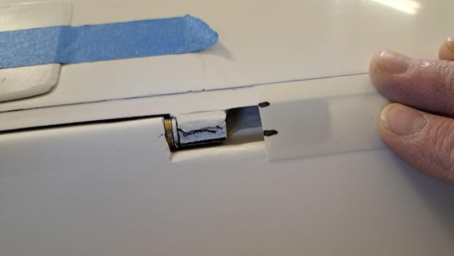 The control surface gap (horizontal stabilizer and pivoting elevator) needs to be covered with a mylar strip to reduce drag and improve aerodynamics. I am determining what width strip I need.