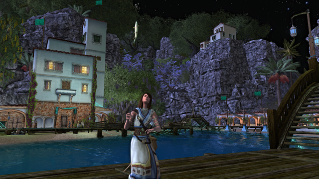 My main LOTRO character fishing in the new Midsummer area (Furtherholm) on beta.

The fishing rod is still invisible, but the fish on the end of the invisible line is very much visible.
