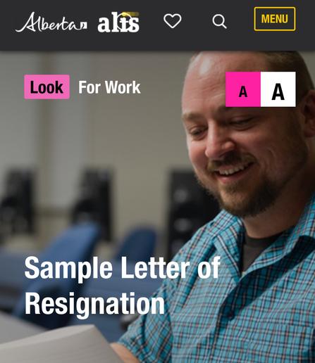 Alberta:  ALIS
Sample Letter of Resignation