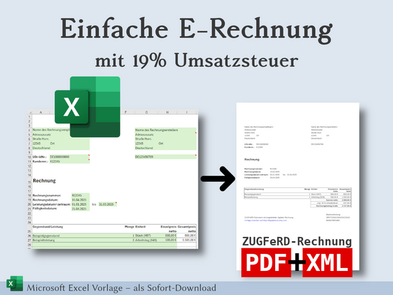 Einfache E-Rechnung mit 19% Umsatzsteuer