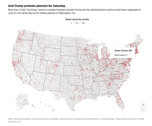 USA Karte mit roten Punkten der Demonstrationen im ganzen Land.