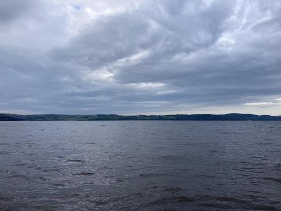 View across Tay Firth on a drizzly morning the high water rolls in the wind