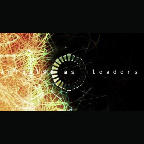 The cover art is partially an image of various squiggly lines of light in yellows, oranges, and greens on the left side, black on the right, with a black border above and below. The band name is in all lowercase lettters in white across the center, with a dial sort of image surrounding the 'as'.