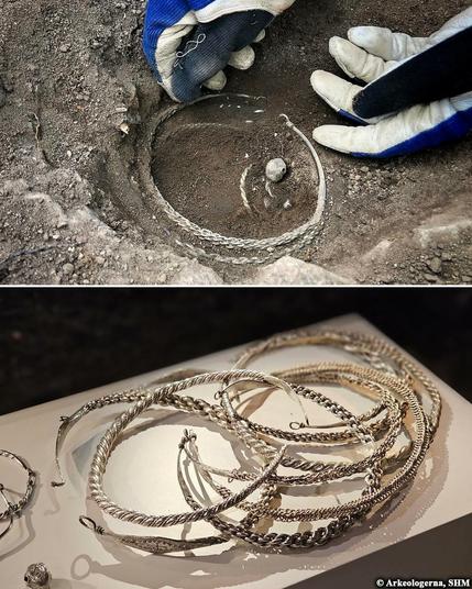 Viking-era silver treasure and farm discovered in Täby, Sweden

Archaeologists from Arkeologerna, a division of the Swedish History Museums, have uncovered a remarkable Viking Age site in Täby, just north of Stockholm, revealing a massive farmstead, a burial ground, and an extraordinary silver treasure buried over a millennium ago. The discovery, made during a 2020–2021 excavation, has provided valuable insights into life during the late Iron Age and early Middle Ages, between 500 and 1050 CE..