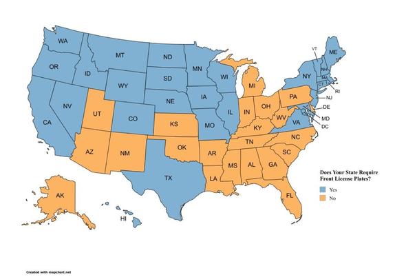 Does Your State Require Front License Plates?