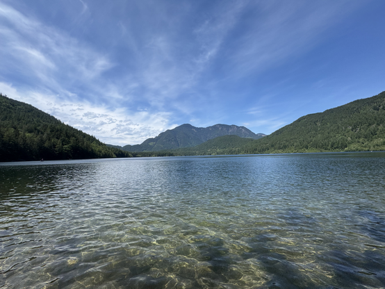 Calm lake…blue Sky…Mountains and Valleys. Hicks Lake,BC, Canada