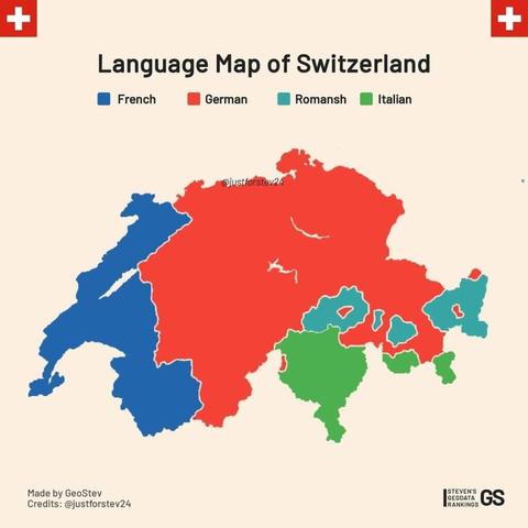 Language Map of Switzerland 🇨🇭