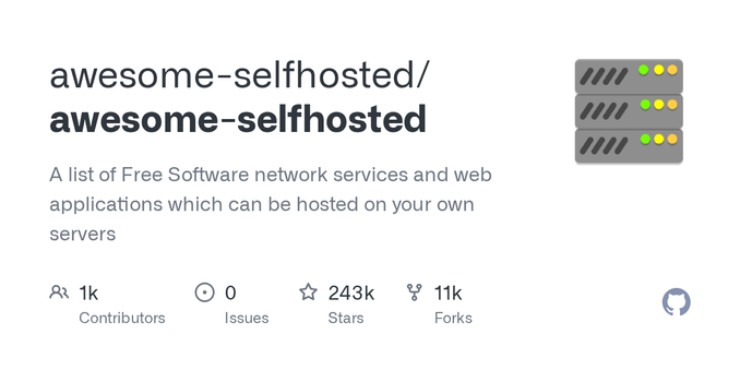 A list of Free Software network services and web applications which can be hosted on your own servers - awesome-selfhosted/awesome-selfhosted