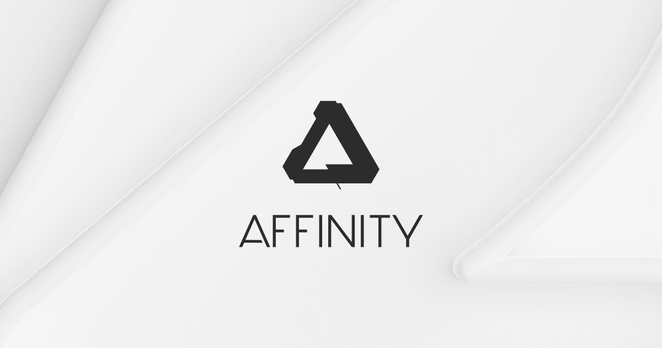 Black AFFINITY text and logo on white background