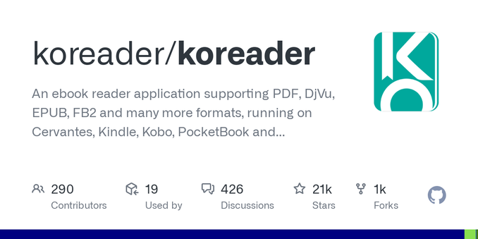 An ebook reader application supporting PDF, DjVu, EPUB, FB2 and many more formats, running on Cervantes, Kindle, Kobo, PocketBook and Android devices - koreader/koreader