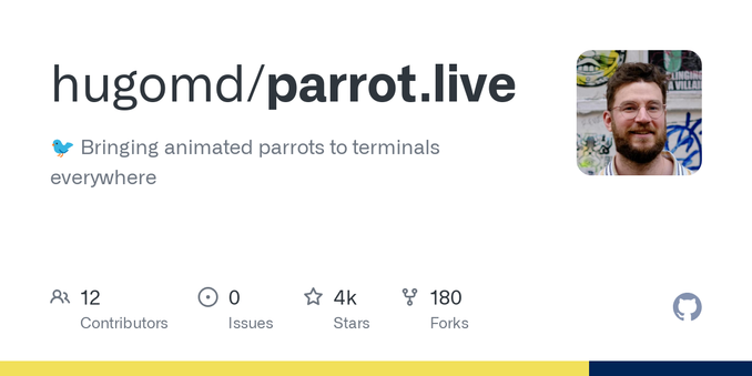 🐦  Bringing animated parrots to terminals everywhere - hugomd/parrot.live