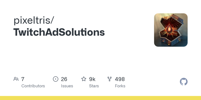 Contribute to pixeltris/TwitchAdSolutions development by creating an account on GitHub. Contribute to pixeltris/TwitchAdSolutions development by creating an account on GitHub.
