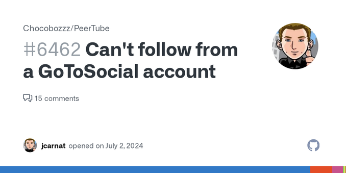 Describe the current behavior Hello, If it try to follow my Peertube account from one of my GoToSocial account, I'm stuck in the "waiting for approval" step on the GtS side. But my Peertube account...