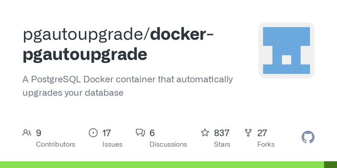 A PostgreSQL Docker container that automatically upgrades your database - pgautoupgrade/docker-pgautoupgrade