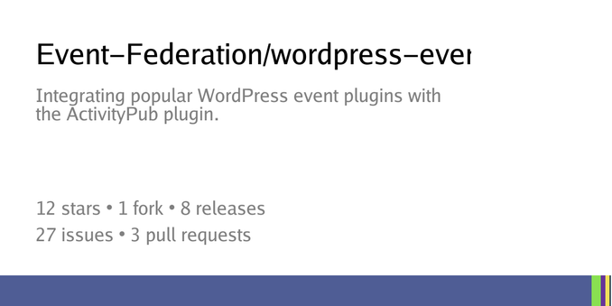 Summary card of repository Event-Federation/wordpress-event-bridge-for-activitypub