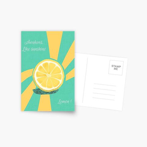 mid-century style lemon on postcard mid-century style lemon on postcard