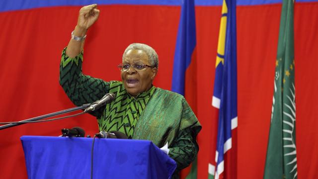 Namibian President Netumbo Nandi-Ndaitwah addresses a news conference in Windhoek, Namibia, Dec. 5, 2024. (AP Photo/Dirk Heinrich, file)