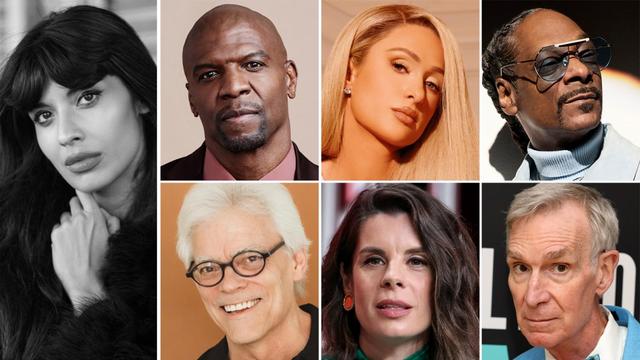 Clockwise Top L-R: Jameela Jamil, Terry Crews, Paris Hilton, Snoop Dogg and Bill Nye, Meredith MacNeill, and Ron Pardo Clockwise Top L-R: Jameela Jamil, Terry Crews, Paris Hilton, Snoop Dogg and Bill Nye, Meredith MacNeill, and Ron Pardo