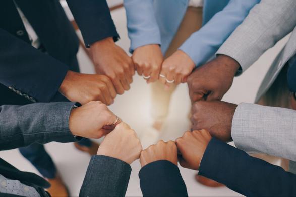 hands huddle in fist form