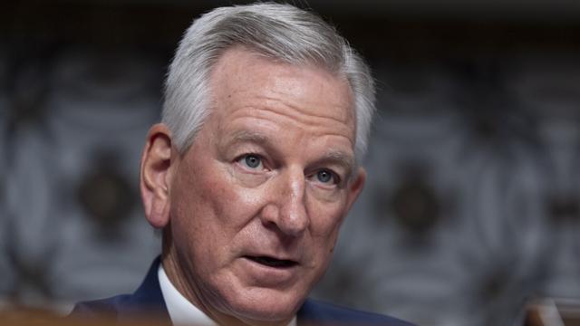 Senate Armed Services Committee member Sen. Tommy Tuberville, R-Ala., questions retired Air Force Lt. Gen. Dan "Razin" Caine during his confirmation hearing on his nomination to be promoted to general and chairman of the Joint Chiefs of Staff, April 1, 2025, in Washington. (AP Photo/Manuel Balce Ceneta, File)