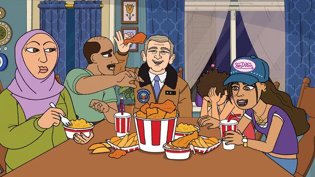 The Hussein family with George W. Bush