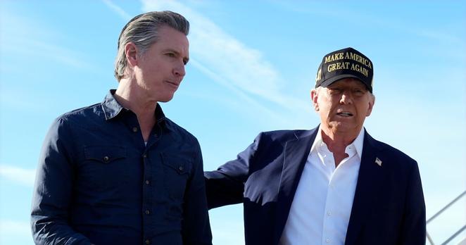 US-Präsident Donald Trump und der kalifornische Gouverneur Gavin Newsom. US-Präsident Donald Trump und der kalifornische Gouverneur Gavin Newsom.