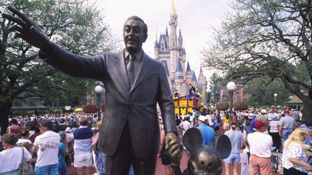 Statue of Walt Disney and Mickey Mouse - stock photo