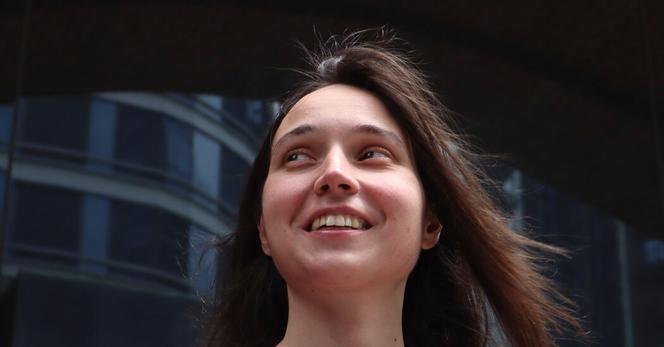 Kseniia Petrova outside the John Joseph Moakley United States Courthouse in Boston on Thursday.