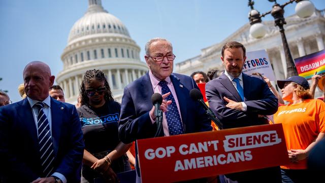 Chuck Schumer speaks at a press conference outside of the U.S. Capitol
