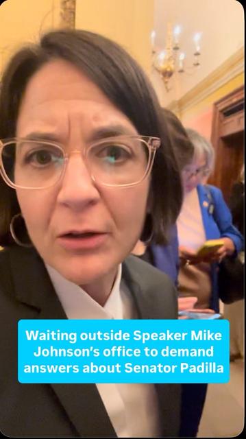 1.4K reactions · 24 shares | We’re outside Speaker Mike Johnson’s office demanding to speak with him about Senator Padilla. | Rep. Becca Balint