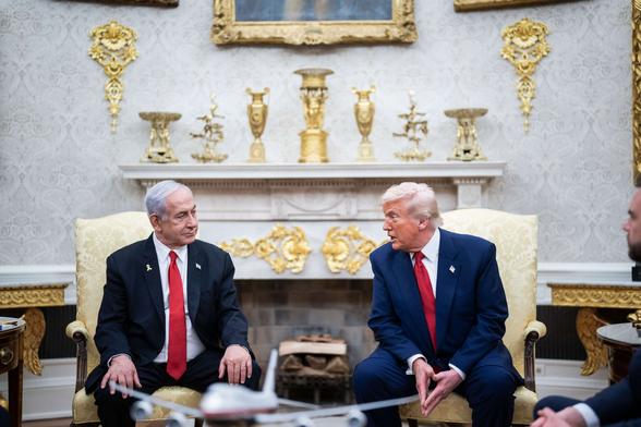 President Donald Trump meets with Israel Prime Minister Benjamin Netanyahu in the Oval Office at the White House on April 7, 2025, in Washington, D.C.