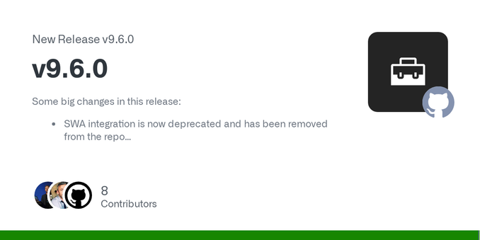 Some big changes in this release:

SWA integration is now deprecated and has been removed from the repo
Overhaul of the node.js installer pipeline so it's running npm/yarn/pnpm as resources for bet...