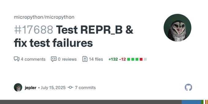 Summary
For m68k-micropython I&#39;m interested in REPR_B. However, CI doesn&#39;t check any REPR_B builds, so of course there were test failures.
This patch series adds a 32-bit REPR_B build (i686...