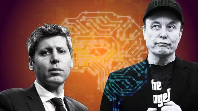 Montage of Musk and Altman superimposed over a image of a brain Montage of Musk and Altman superimposed over a image of a brain