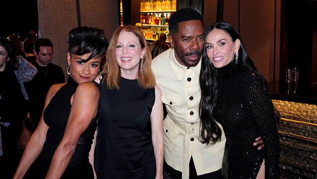 (L-R) Ariana DeBose, Julianne Moore, Colman Domingo and Demi Moore attend the Kering Foundation's Fourth Annual Caring for Women Dinner at The Pool on September 11, 2025 in New York City.