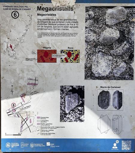 Plaque describing the local geology focusing on large crystals of feldspar 