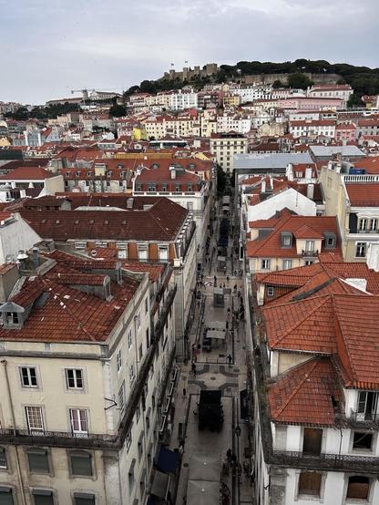 View of the city, São Jorge Castle on the hilltop 