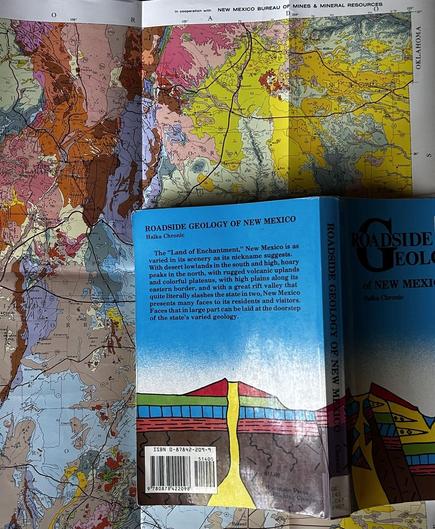 Portion of a geologic map and the cover of a book 